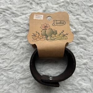 Justin Boots Dark Brown Tooled Genuine Leather Cuff Bracelet